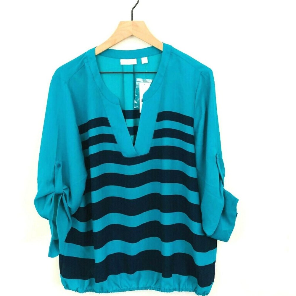 NWT! NY&C Stripe V-Neck Popover Top